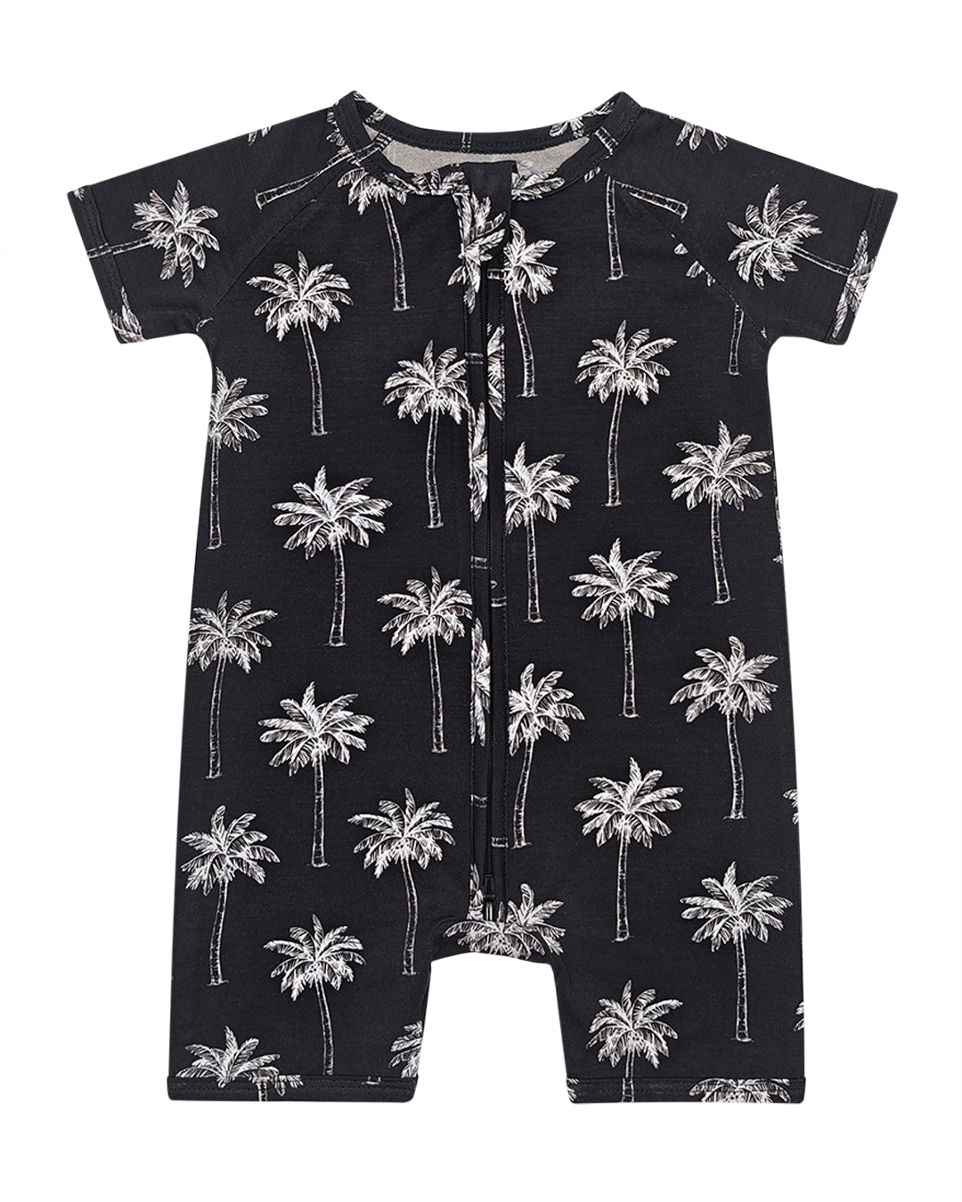 Bamboo Shorty Romper | Palm Style Black