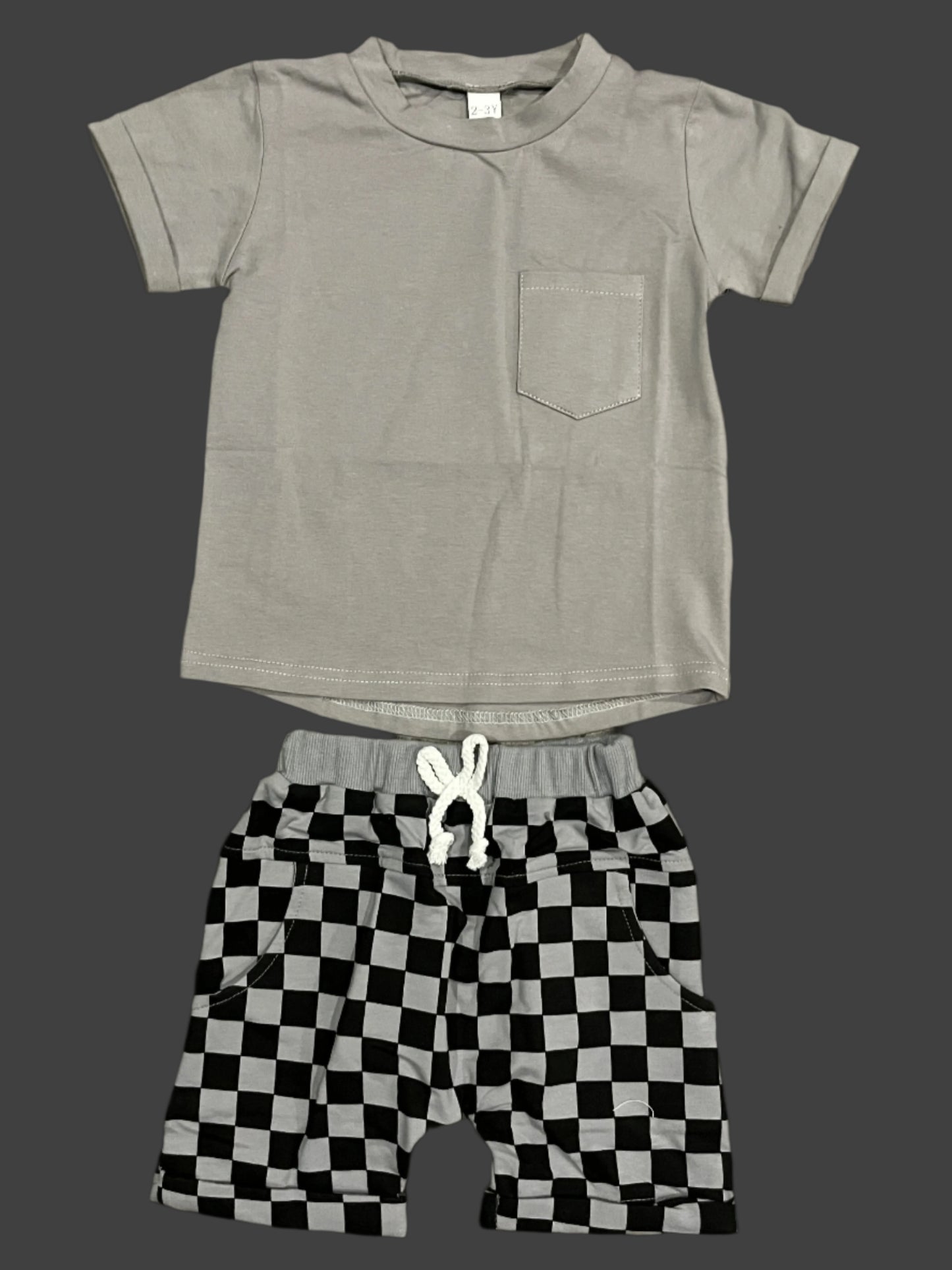 Checkered Shorts Set (GRAY)