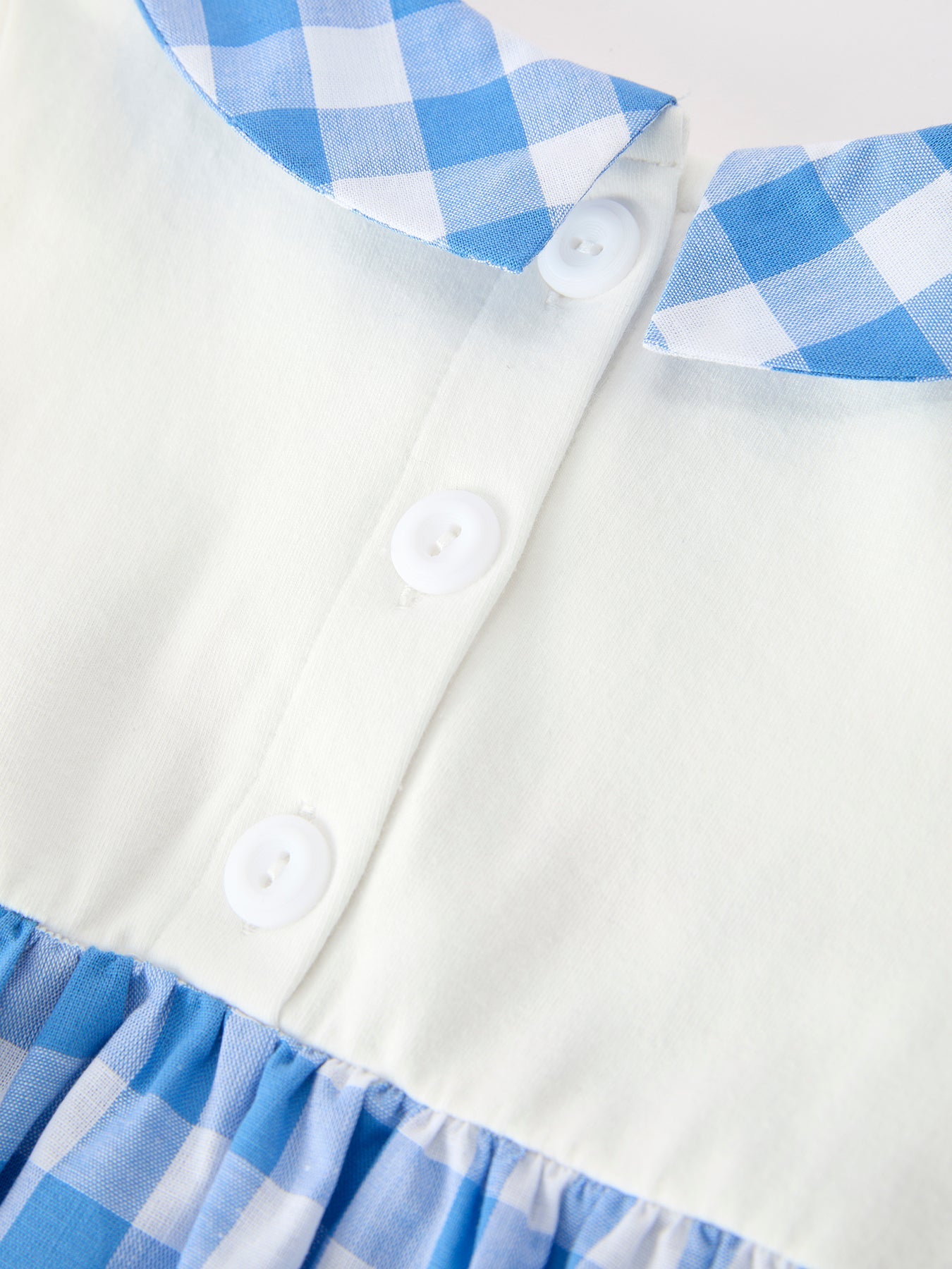 Boys 4th of July Plaid Romper Embroidery Petals Collar