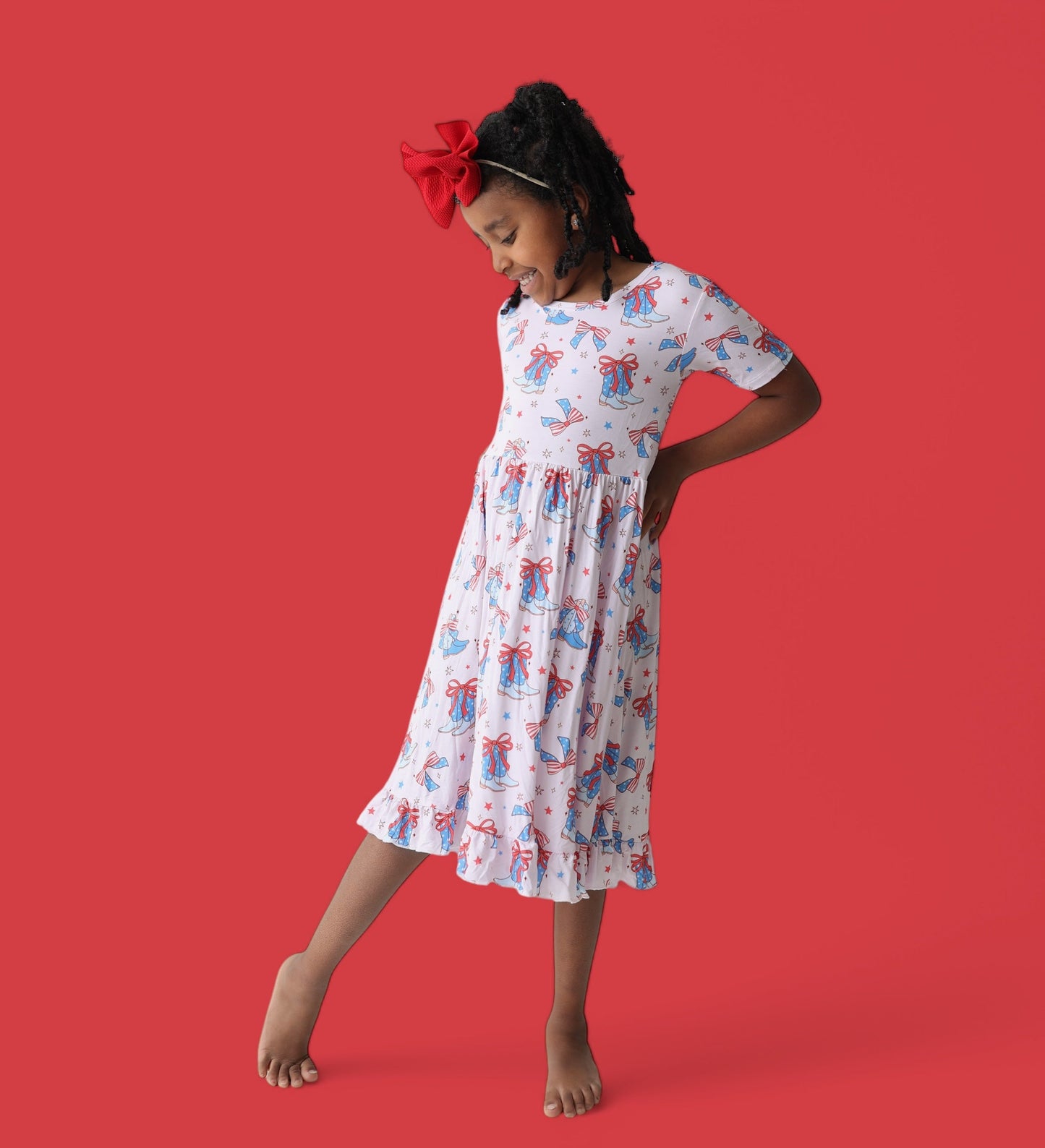 USA BOOTS N' BOWS DREAM RUFFLE DRESS