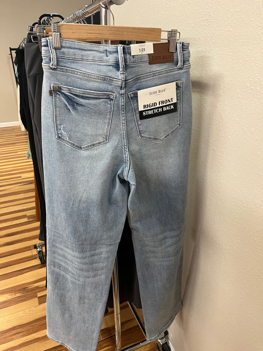 Judy Blue: High Waist Rigid Magic Destroy 90's Straight Jeans