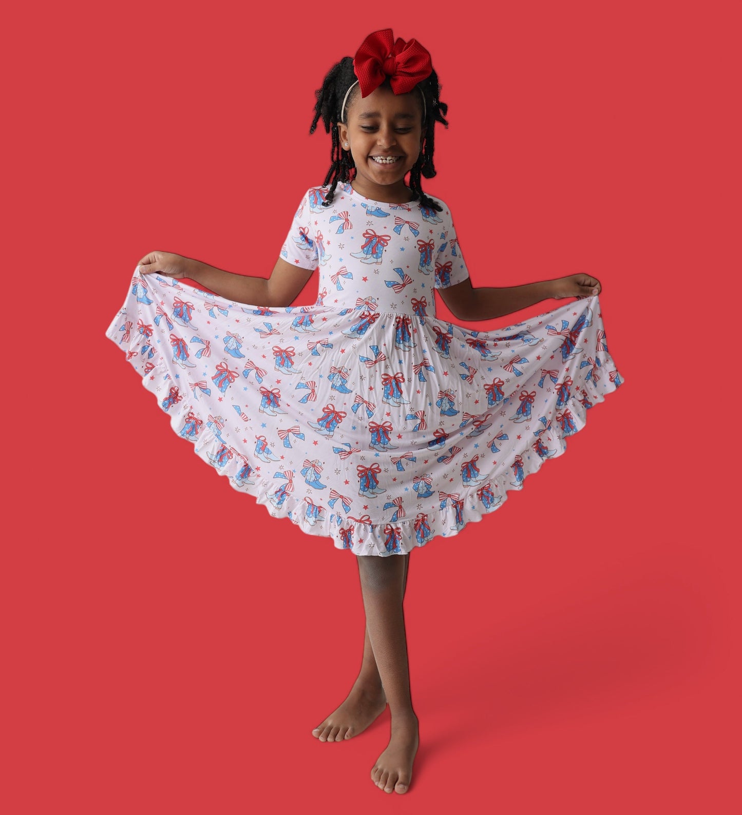 USA BOOTS N' BOWS DREAM RUFFLE DRESS