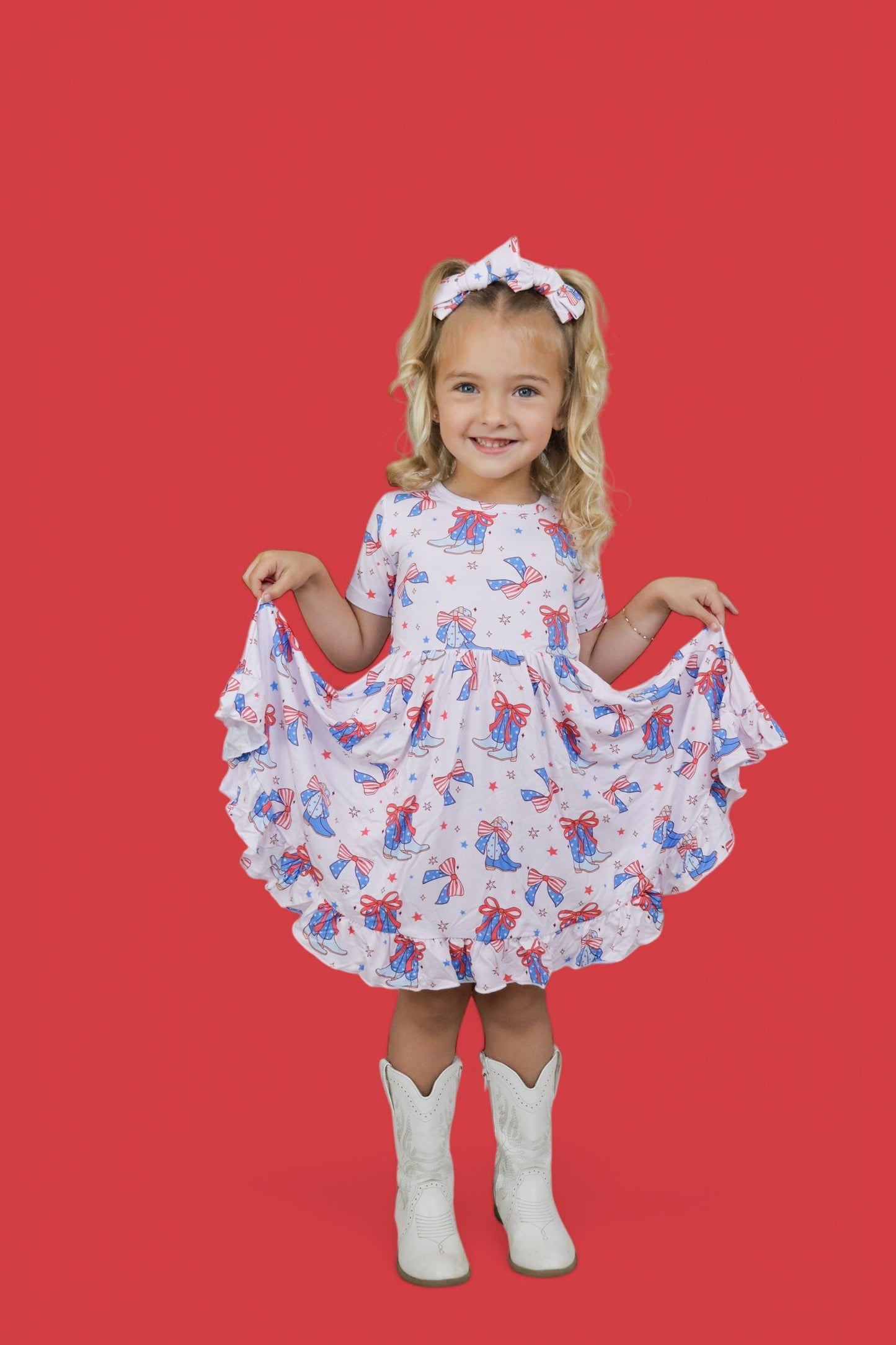 USA BOOTS N' BOWS DREAM RUFFLE DRESS