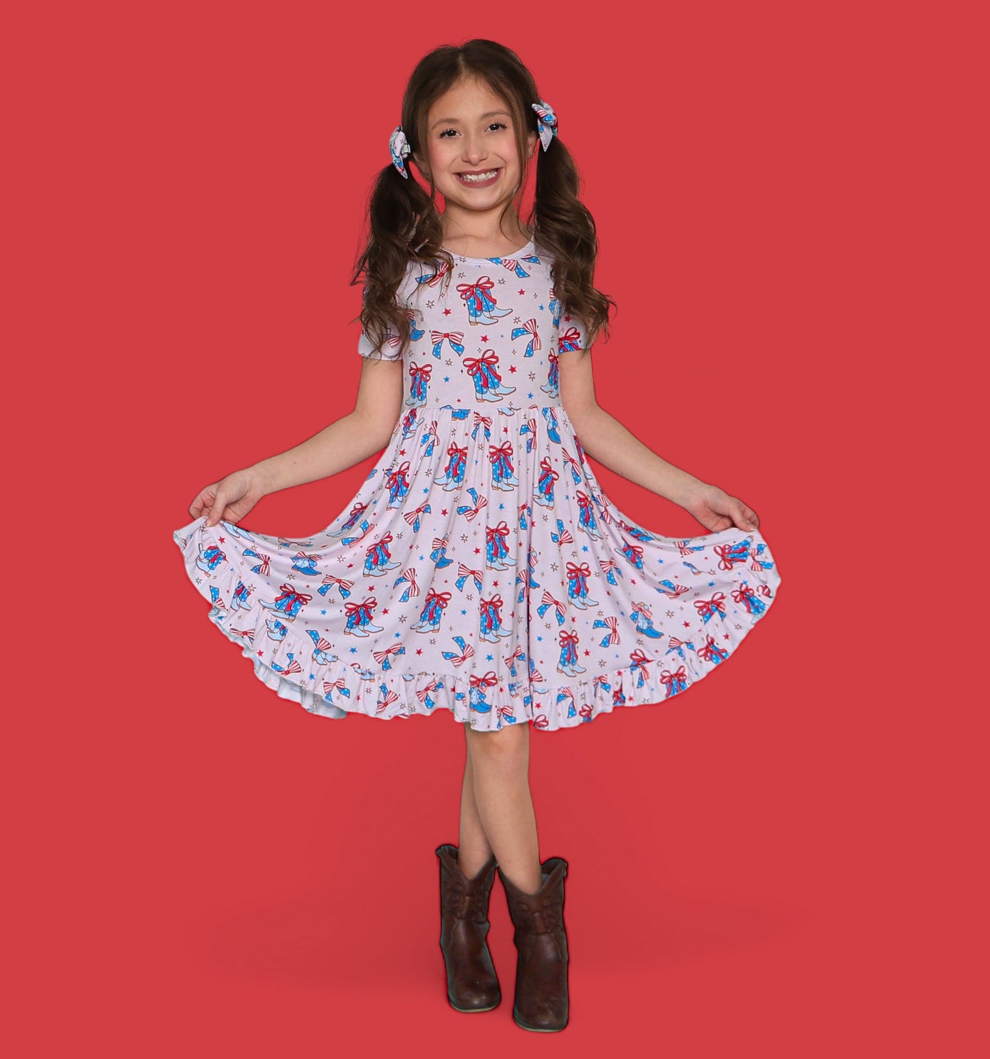 USA BOOTS N' BOWS DREAM RUFFLE DRESS