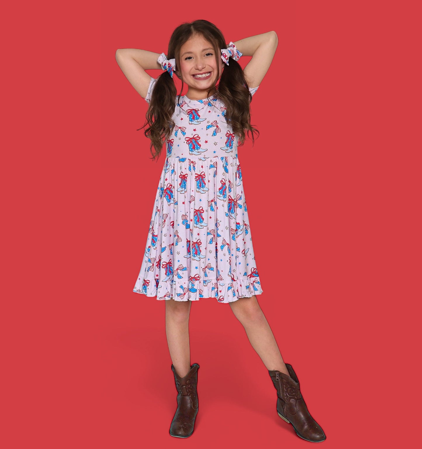 USA BOOTS N' BOWS DREAM RUFFLE DRESS