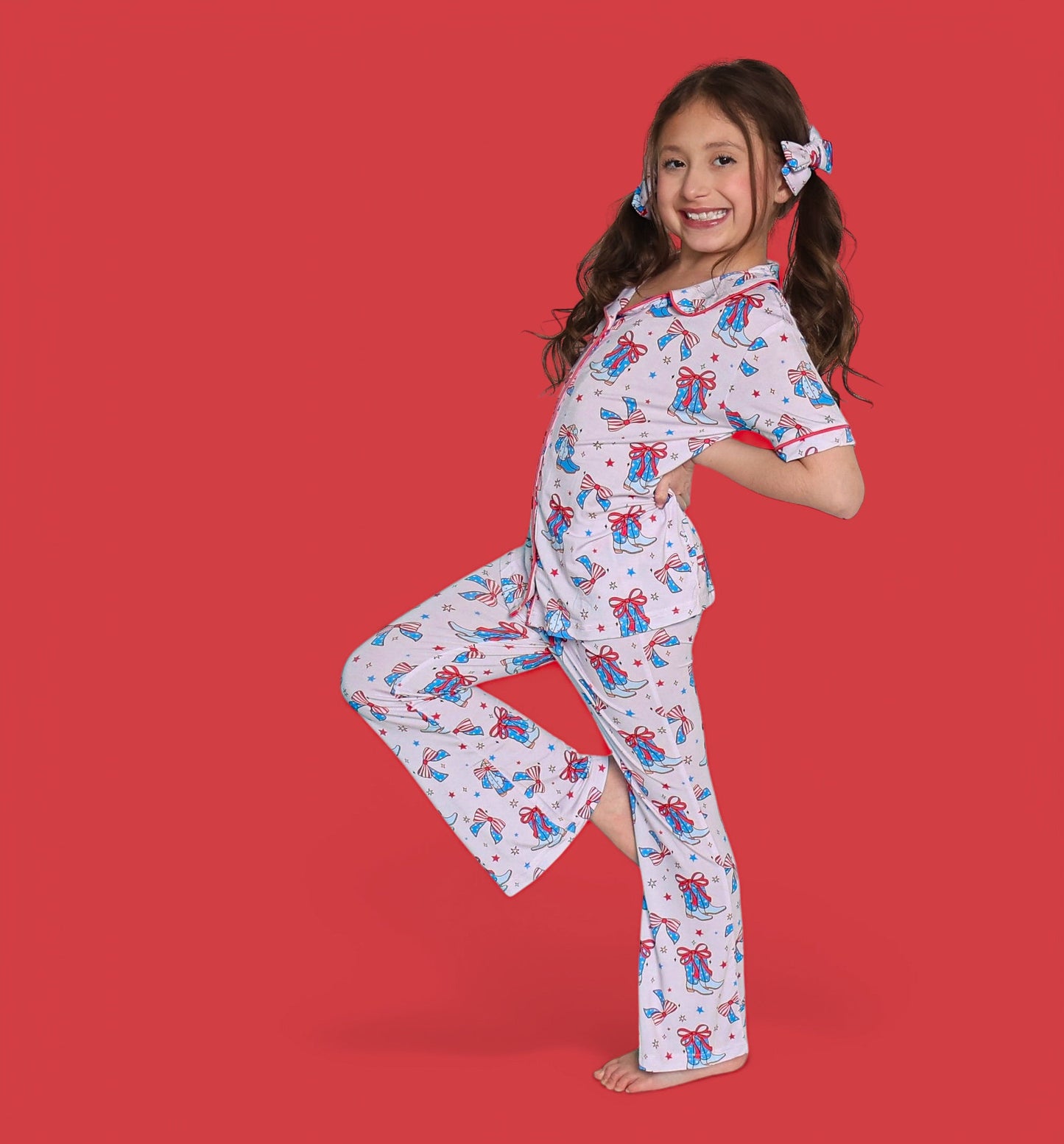 USA BOOTS N' BOWS DREAM GIRL'S SHORT SLEEVE FLARE SET