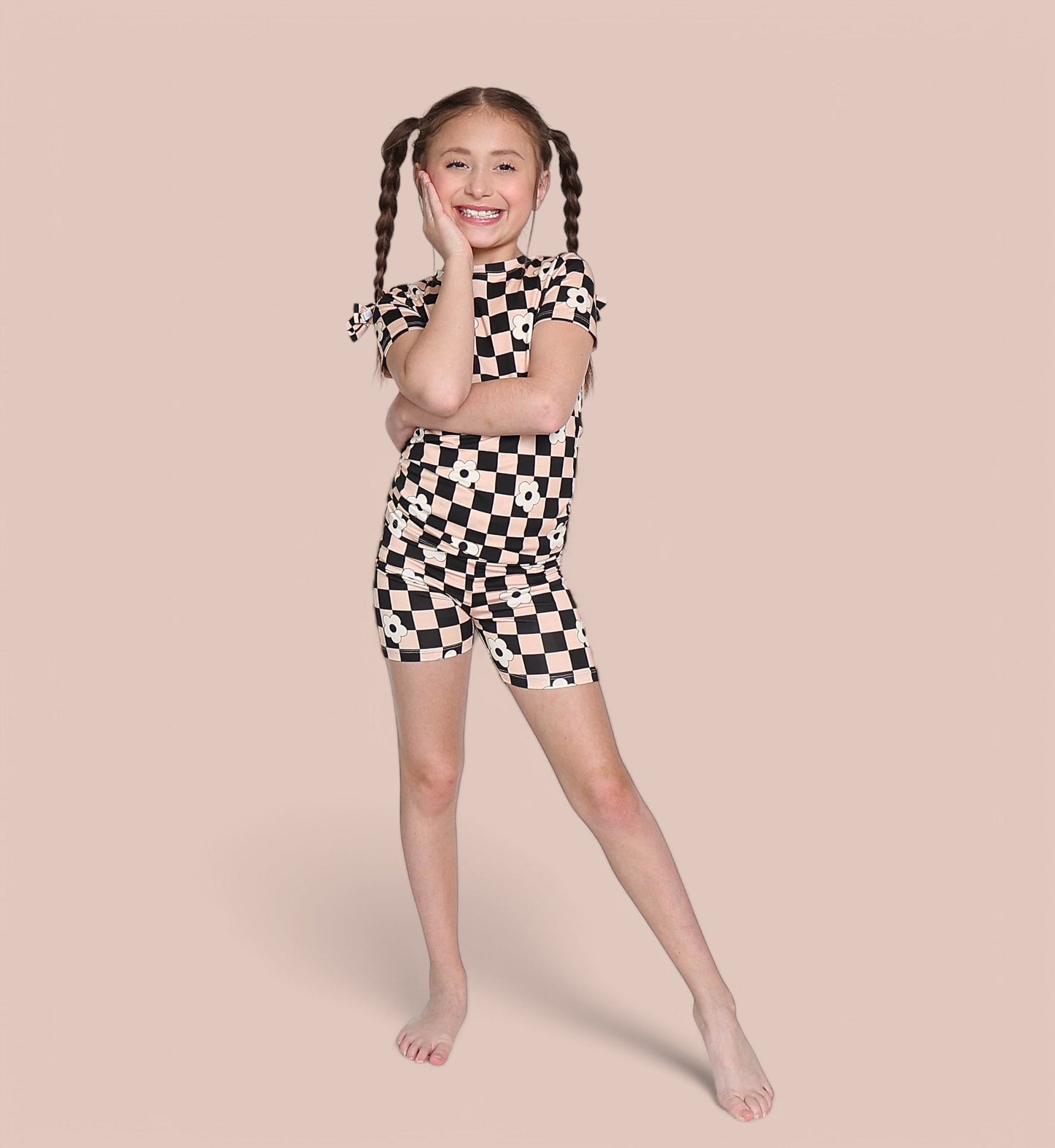 RETRO DAISY CHECKS DREAM SHORT SET