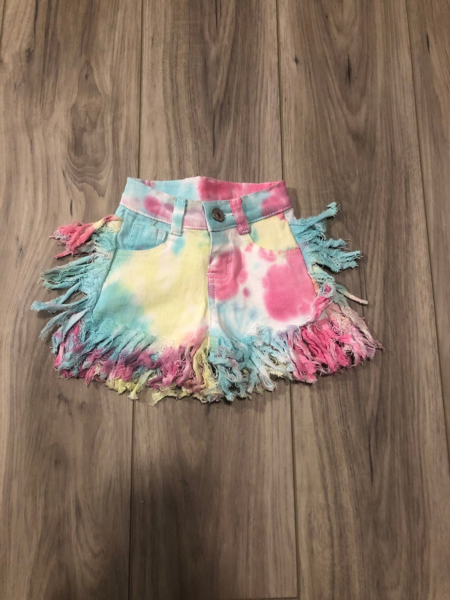 Fringe tie dye shorts