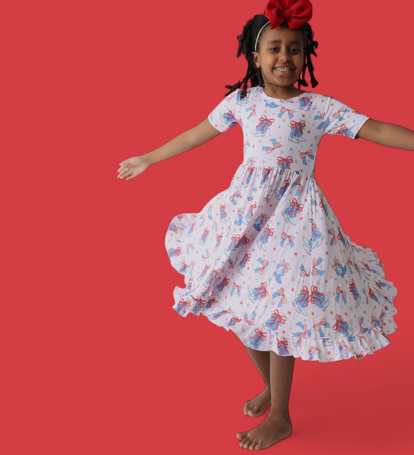 USA BOOTS N' BOWS DREAM RUFFLE DRESS
