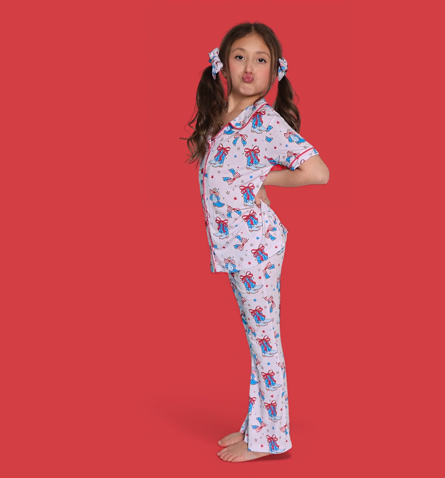 USA BOOTS N' BOWS DREAM GIRL'S SHORT SLEEVE FLARE SET