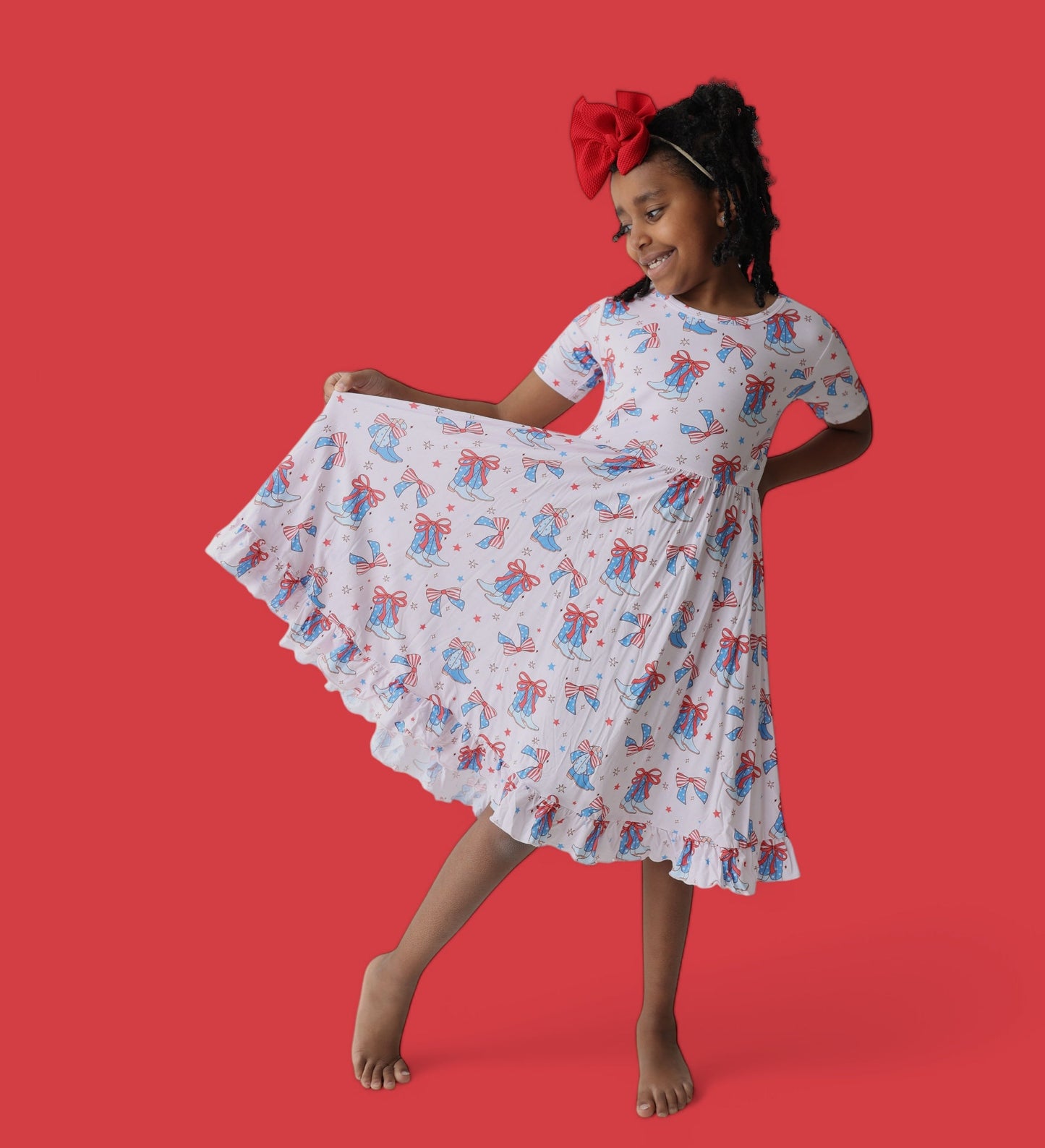 USA BOOTS N' BOWS DREAM RUFFLE DRESS