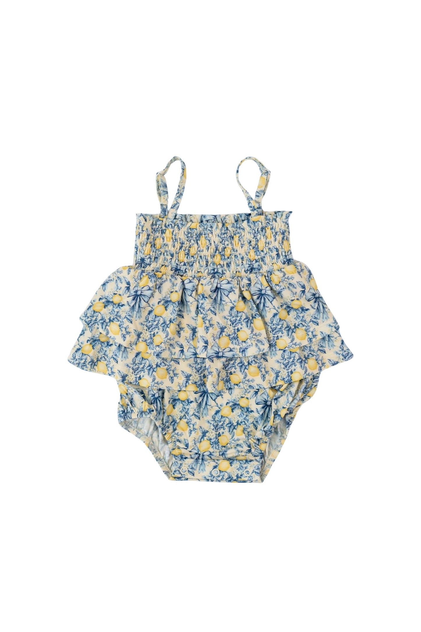 VINTAGE CITRUS TOILE SMOCKED TIERED DREAM BODYSUIT DRESS