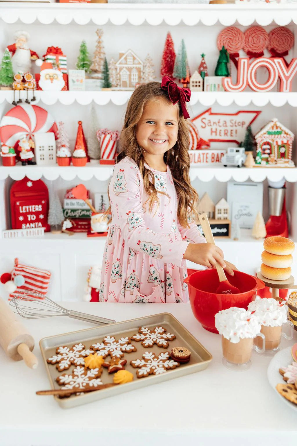 Mila & Rose: Christmas Cookies Long Sleeve Pocket Twirl Dress