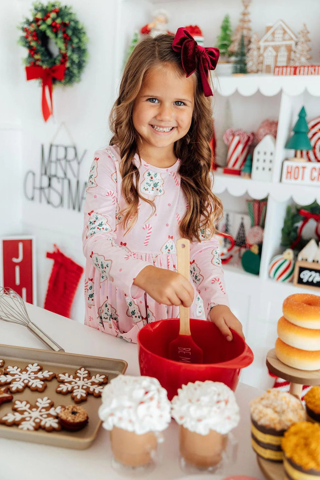 Mila & Rose: Christmas Cookies Long Sleeve Pocket Twirl Dress
