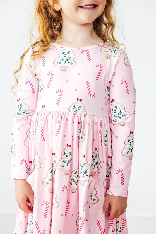 Mila & Rose: Christmas Cookies Long Sleeve Pocket Twirl Dress