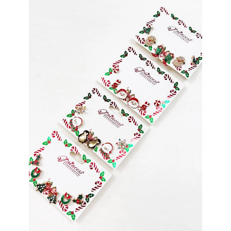 Cute Christmas Theme Sparkly Earring Pack