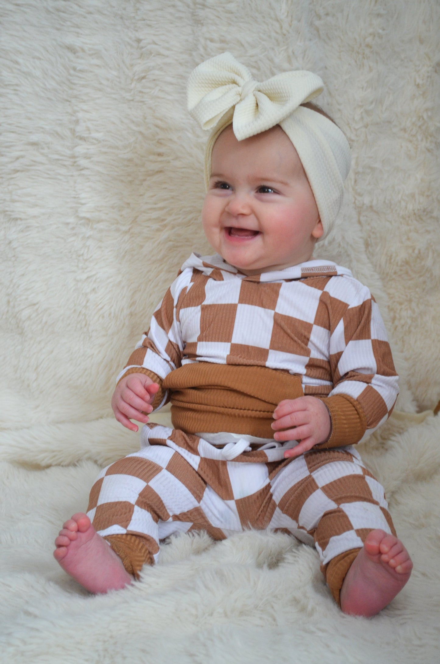 Camel Check Ribbed Jogger Set