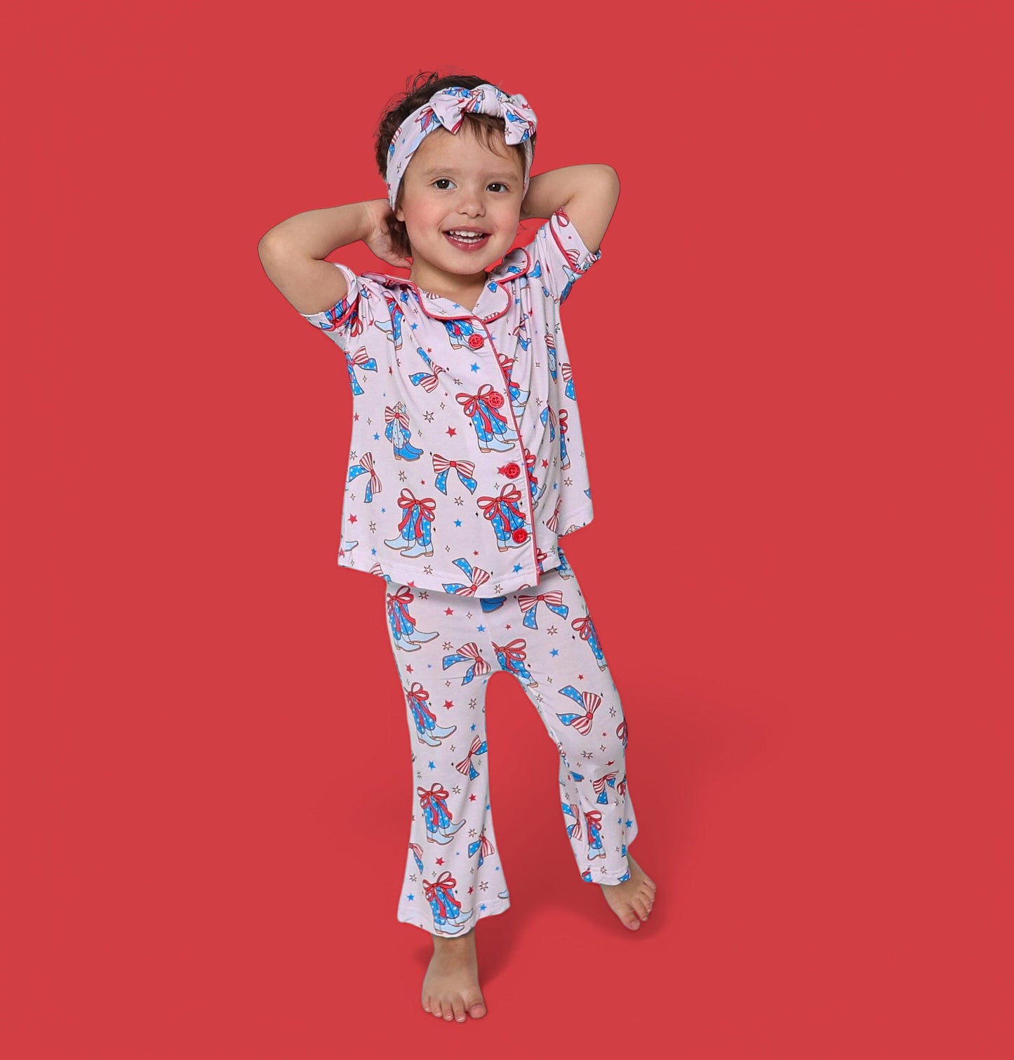 USA BOOTS N' BOWS DREAM GIRL'S SHORT SLEEVE FLARE SET
