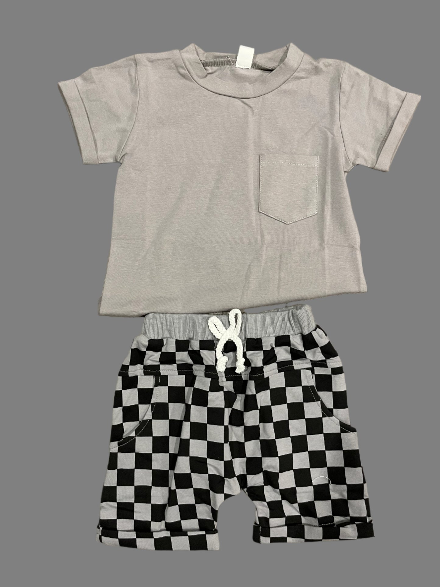 Checkered Shorts Set (GRAY)