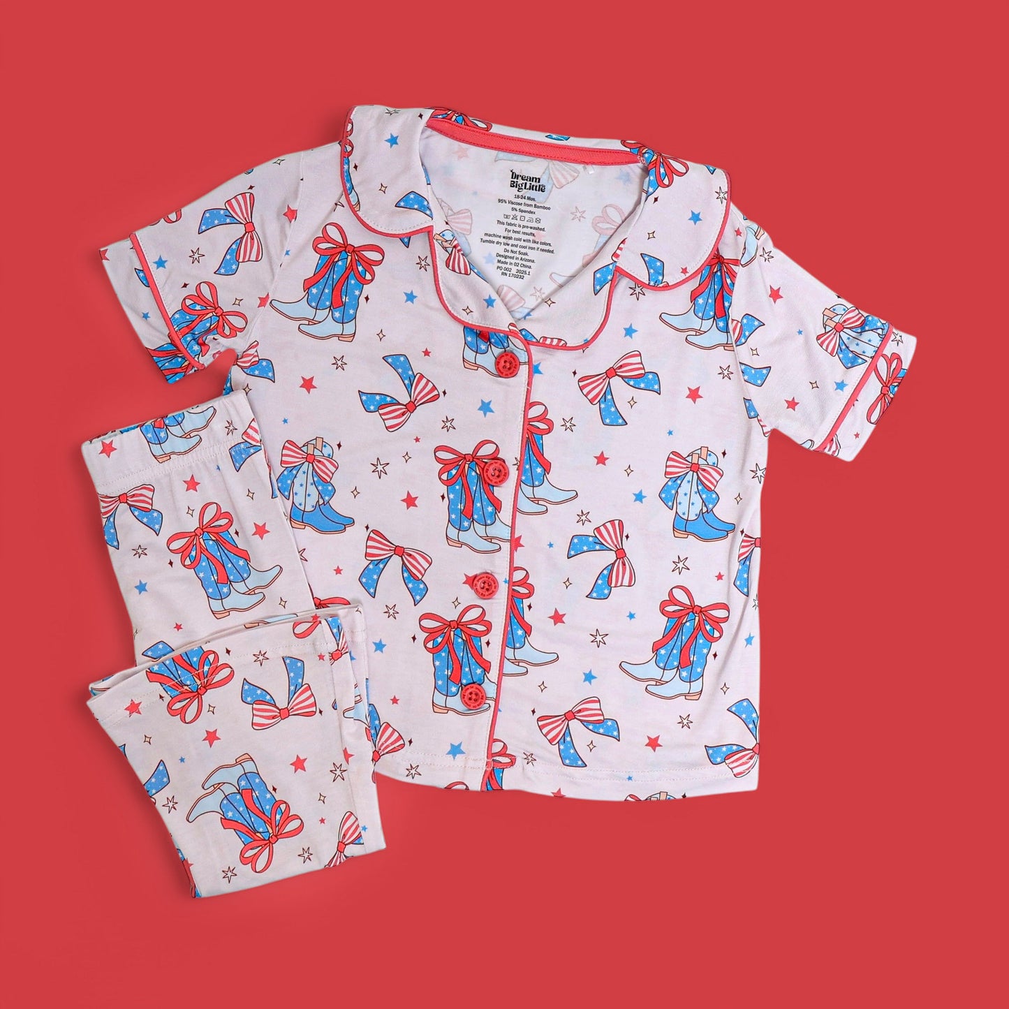 USA BOOTS N' BOWS DREAM GIRL'S SHORT SLEEVE FLARE SET