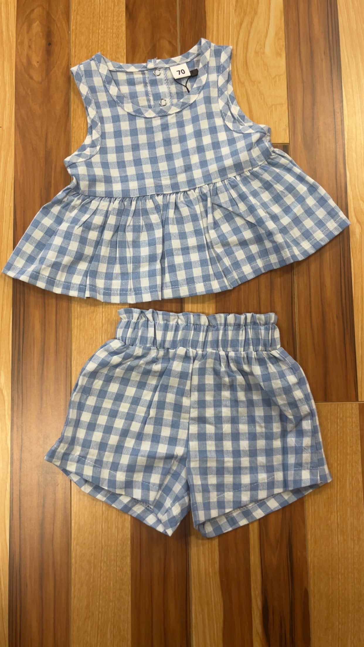 Alice Gingham Blue Bummie Set