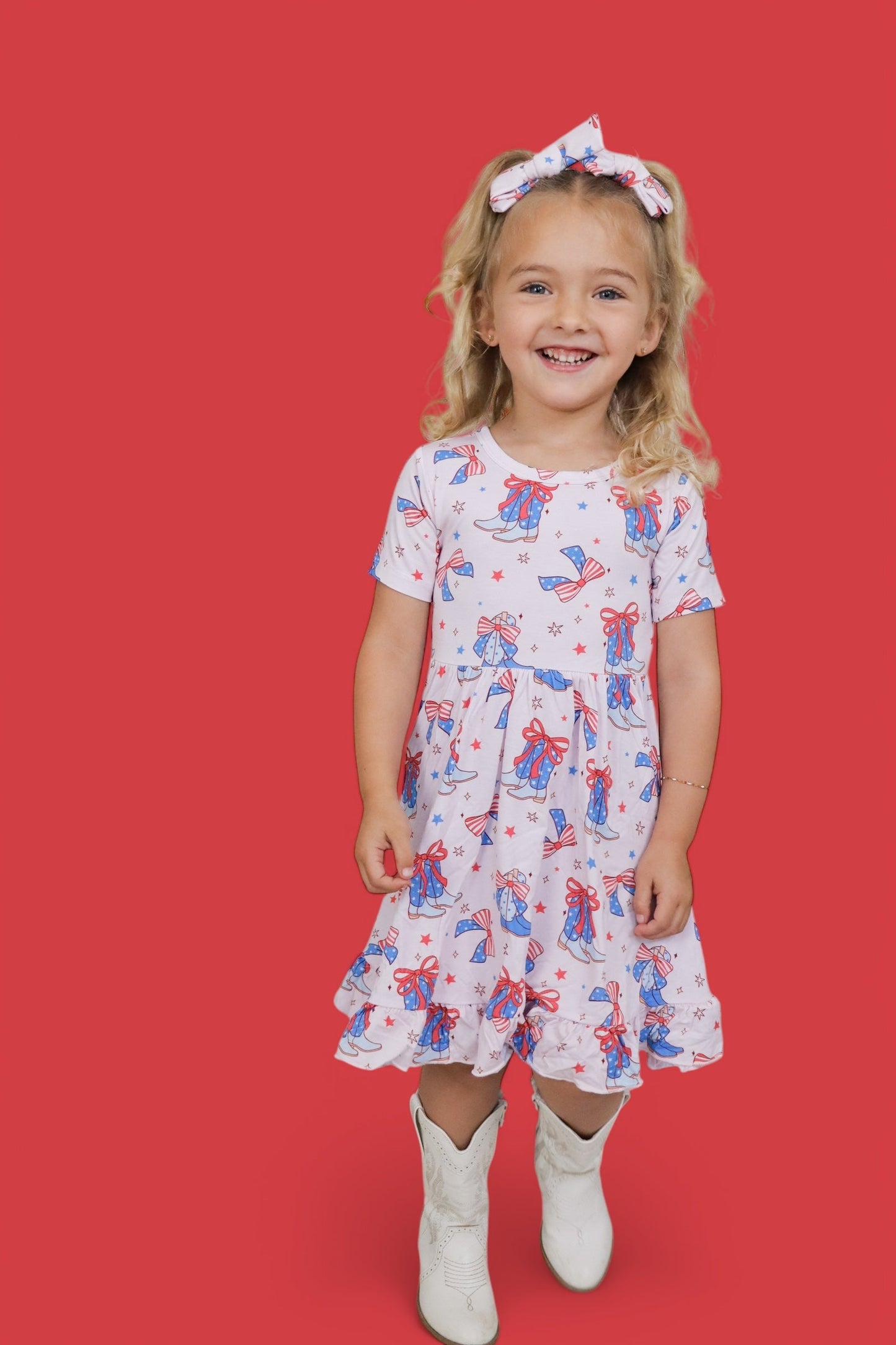 USA BOOTS N' BOWS DREAM RUFFLE DRESS