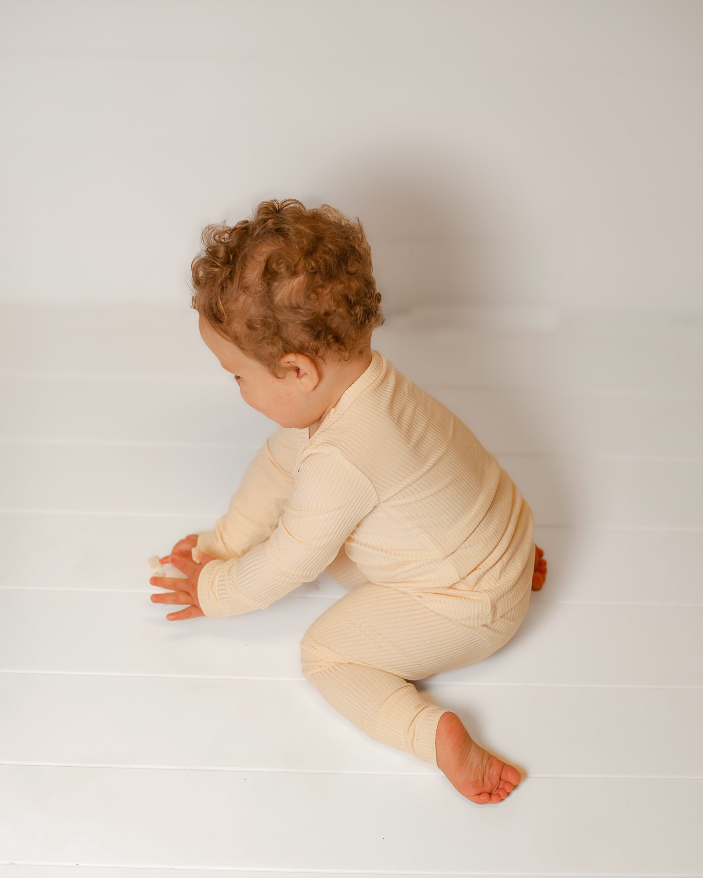 Cream Ribbed Two Piece Dozer