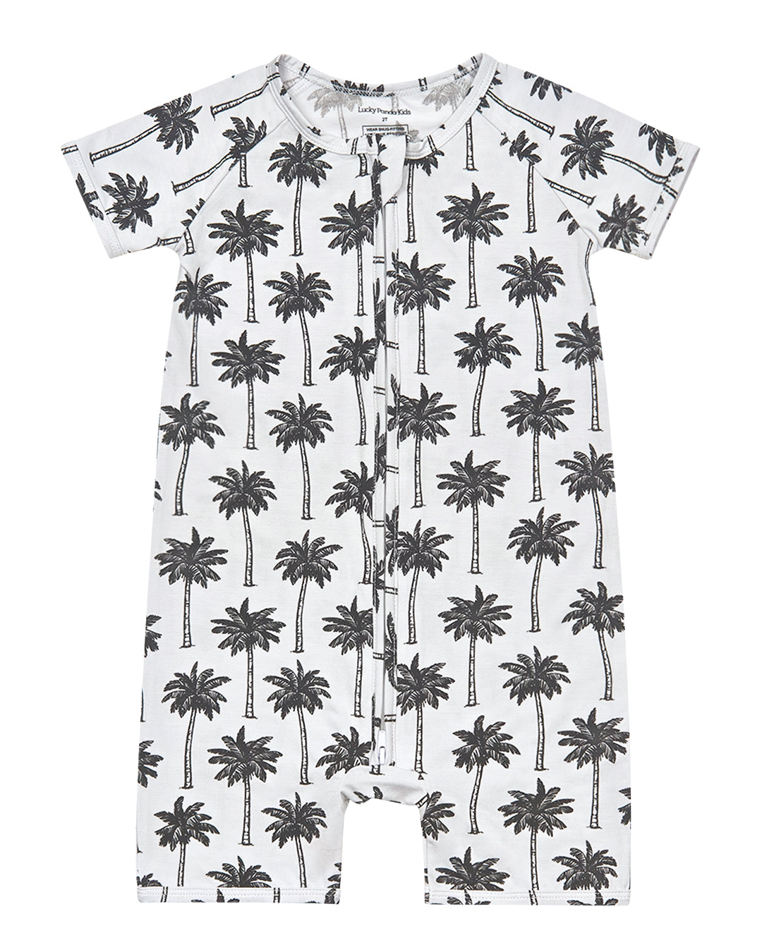 Bamboo Shorty Romper | Palm Style White