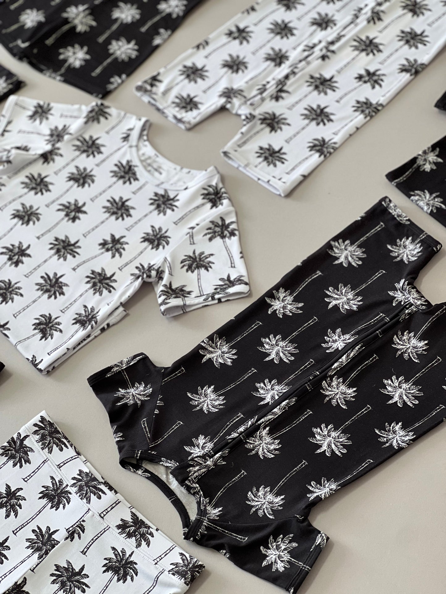 Bamboo Shorty Romper | Palm Style Black