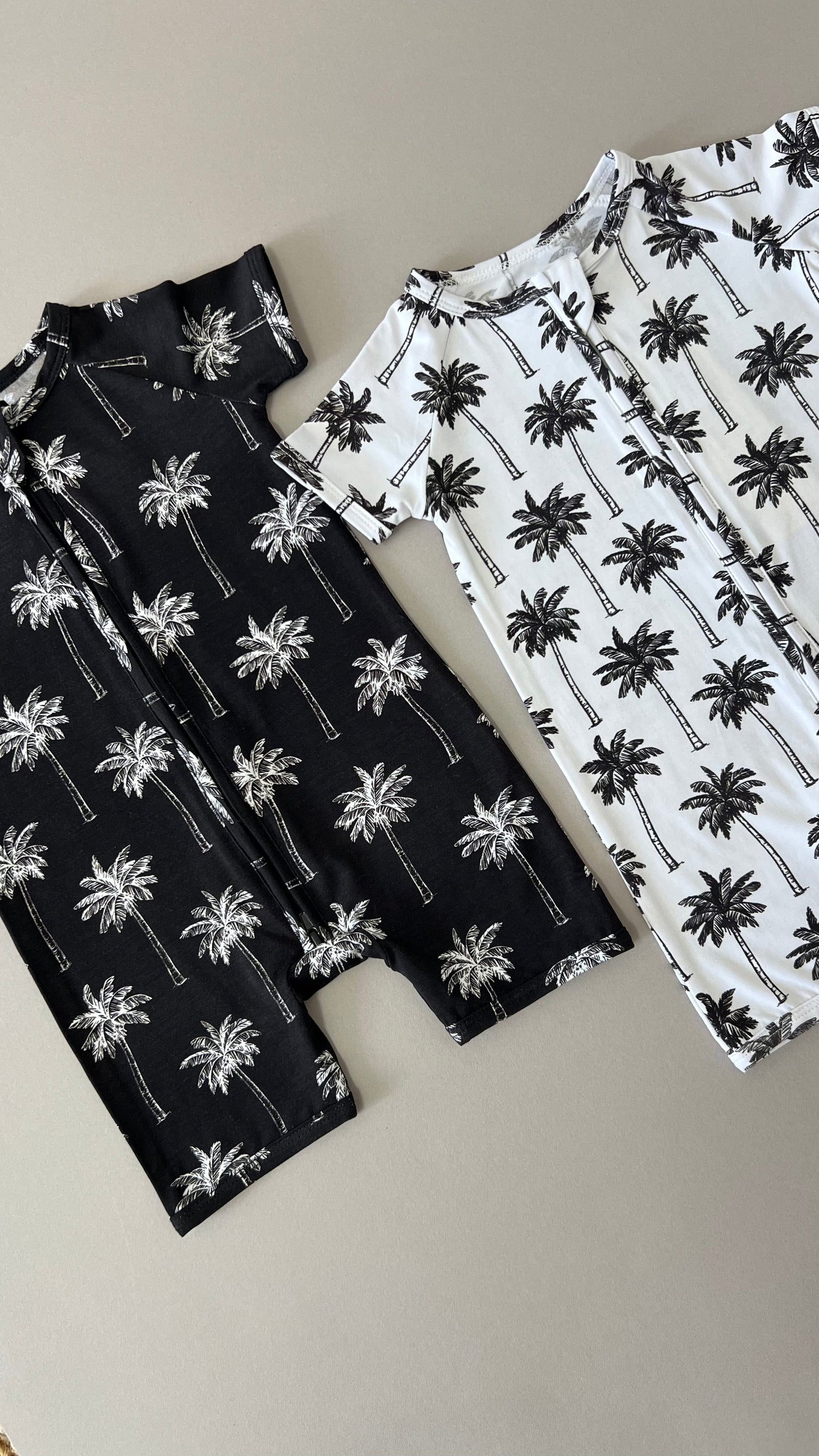 Bamboo Shorty Romper | Palm Style Black