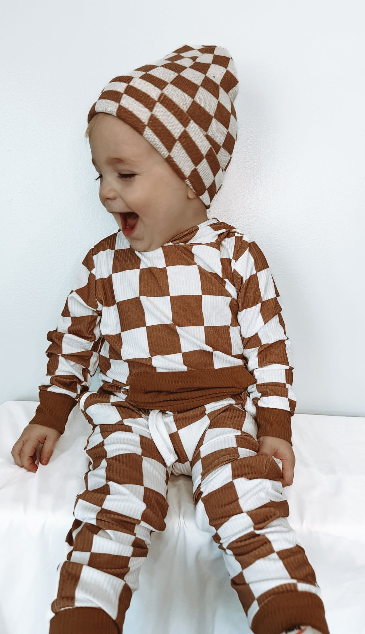 Camel Check Ribbed Jogger Set