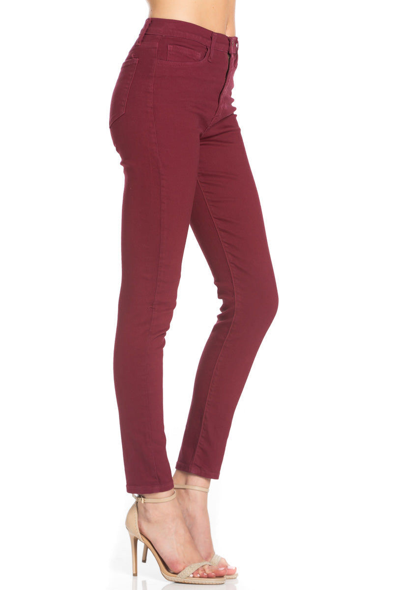That's Jean-ius High Waisted Skinny Jeans in Wine