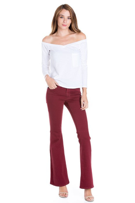 Stepping Out Mid-Rise Denim Flare Jeans