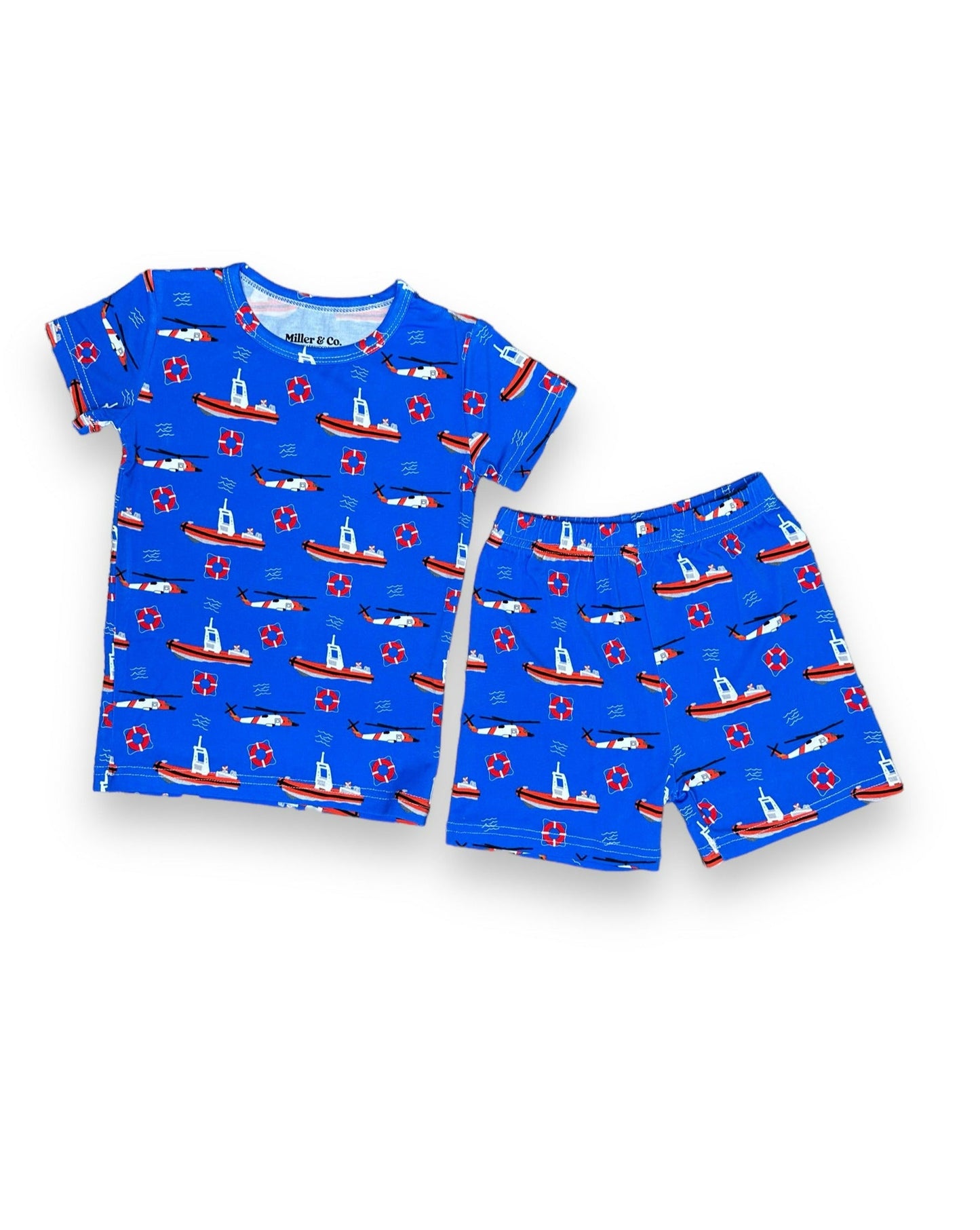 Bamboo Two Piece Short Sleeve & Shorts Pajama Set, Coast Guard
