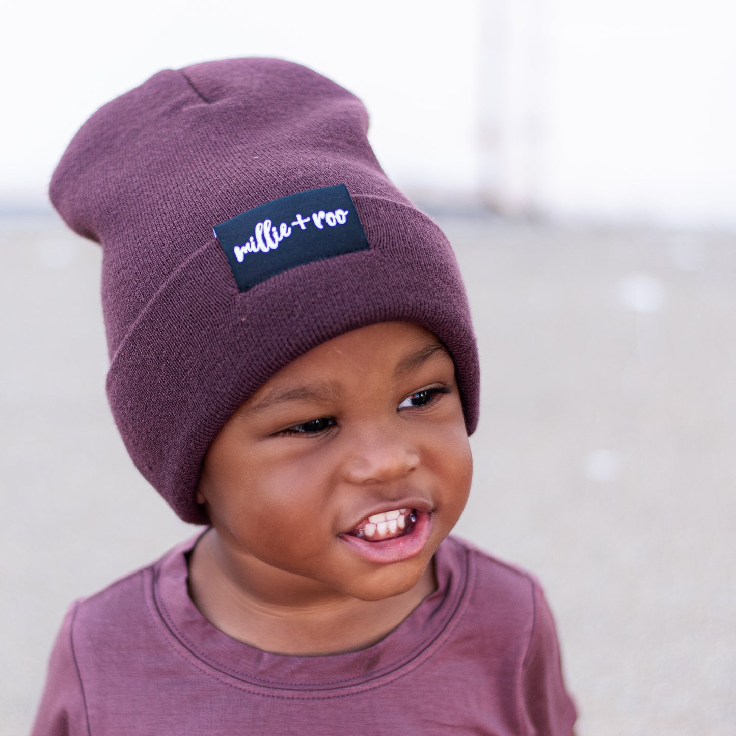 BAMBOO CUFF BEANIE- Black Cherry