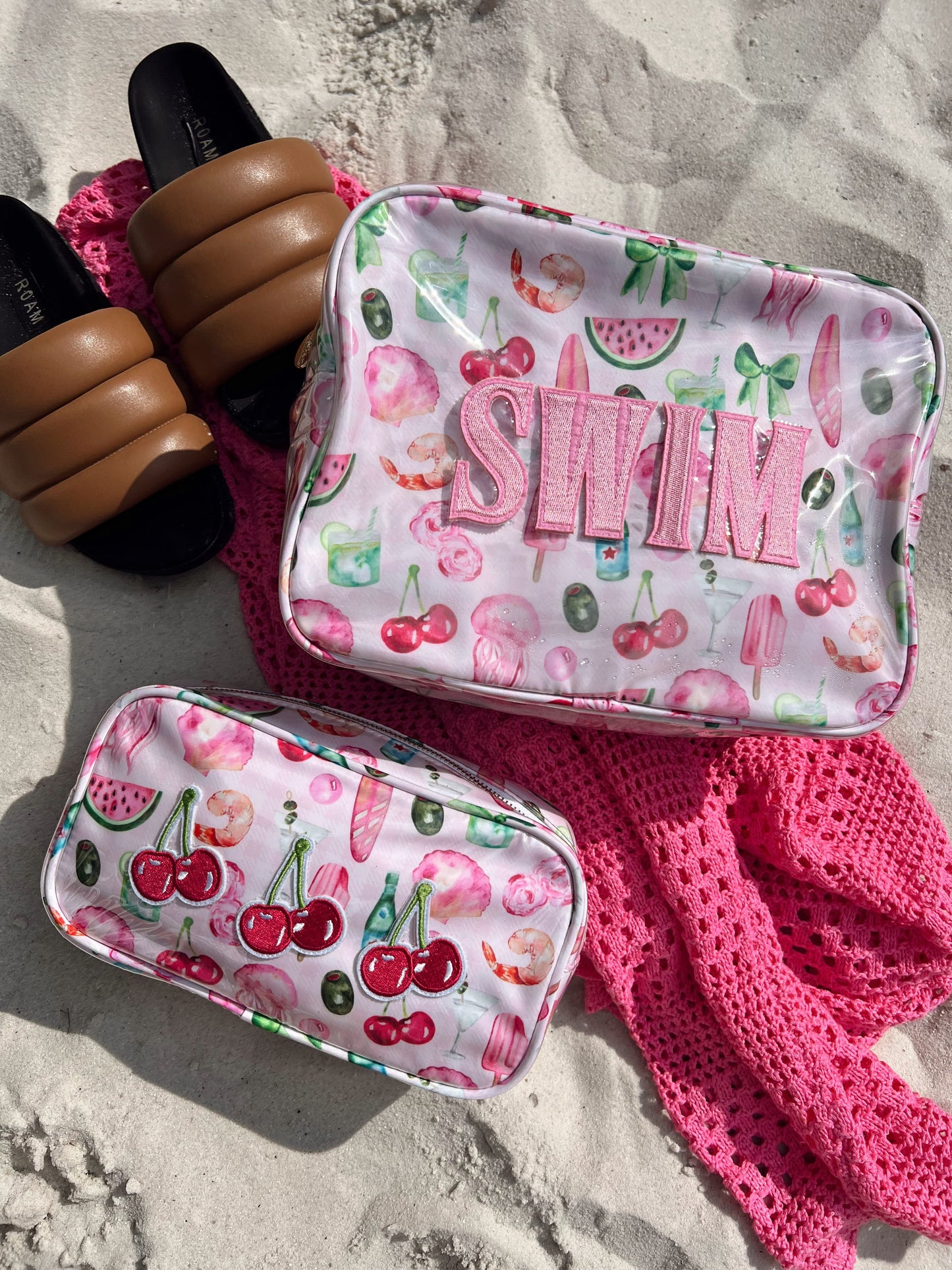3 Cherries - Pink Summer Spritz Clear Coat Large Bag