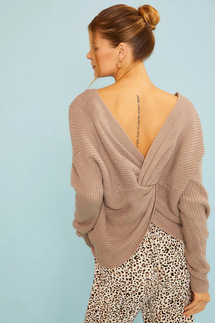 Twist Back Sweater- Tuape Grey