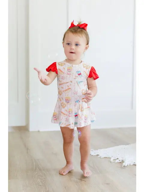 Sweet Bay: Baseball & Snacks Bamboo Twirl Bodysuit