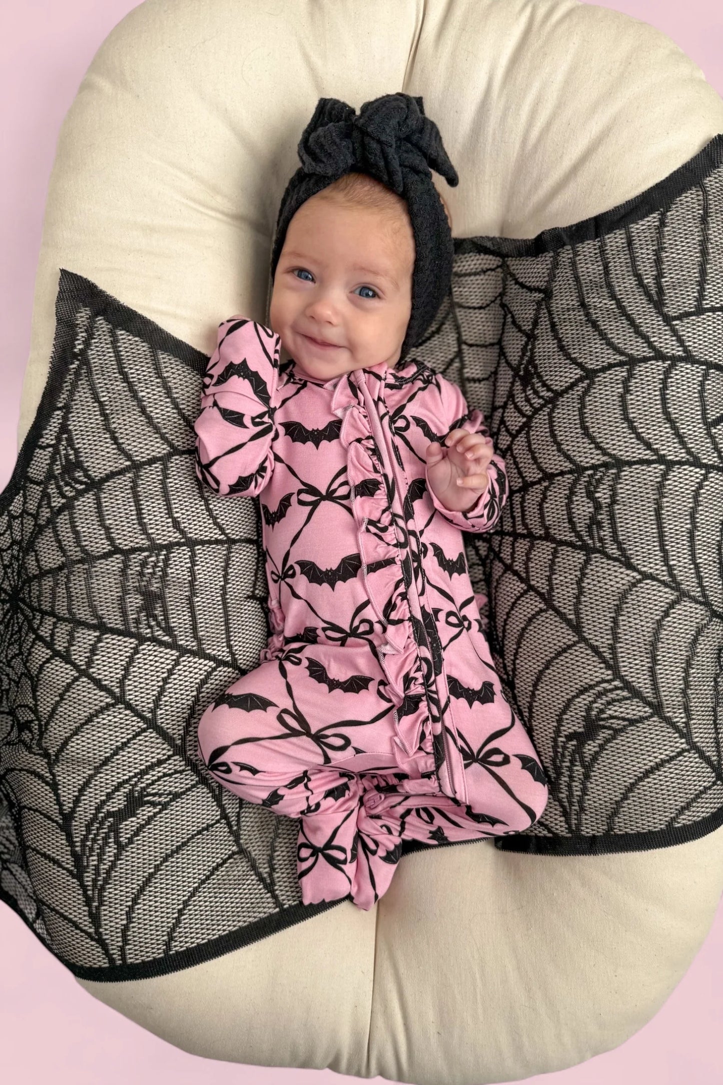 Dream Big: Batty Bows Ruffle Bamboo Zippy