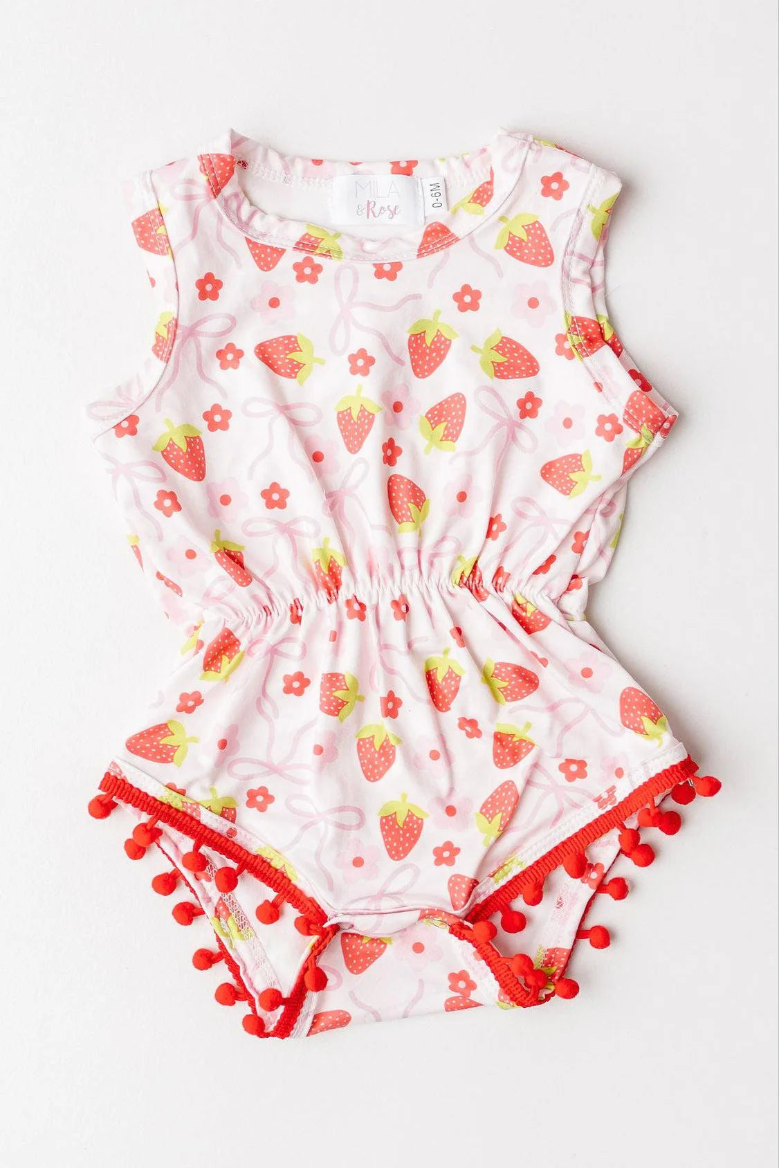 Mila & Rose: Berry Charming Pom Romper