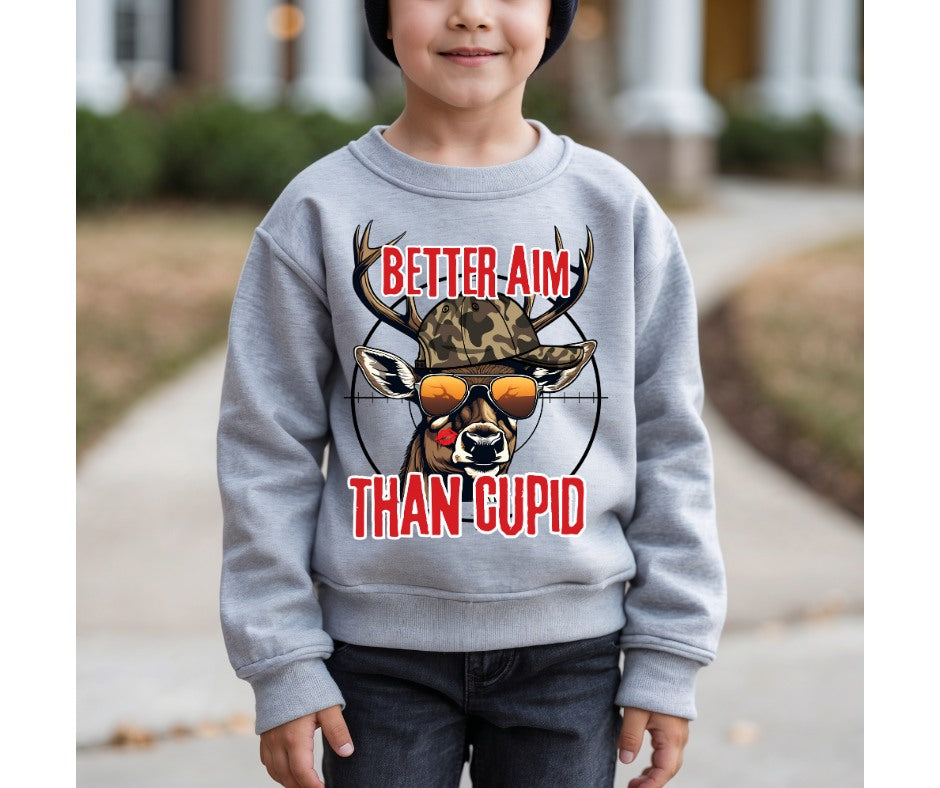 Better Aim Than Cupid Kids Crewneck Sweatshirt