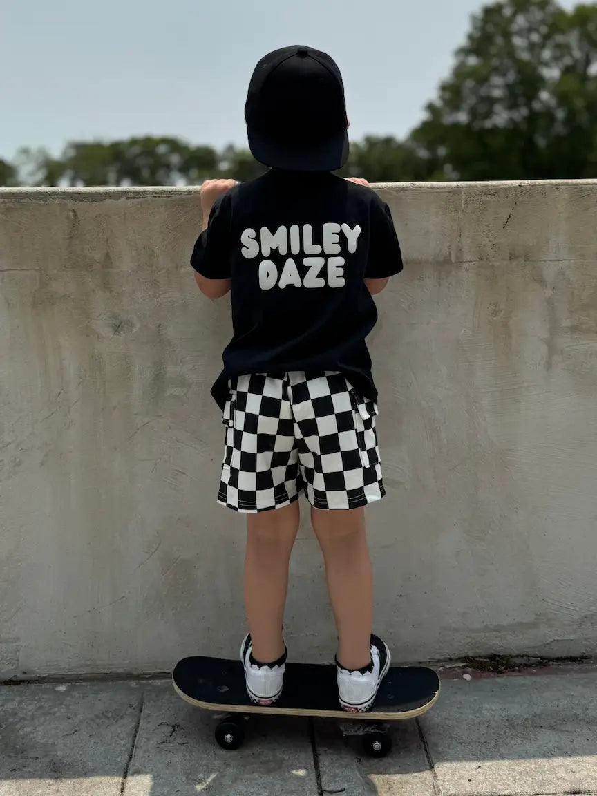 Smiley Daze: Checkered Cargo Shorts