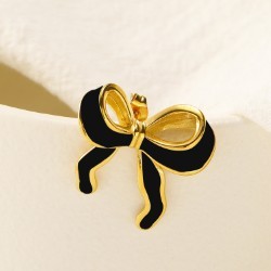 Gold Silver Colorful Enamel Bow Earrings