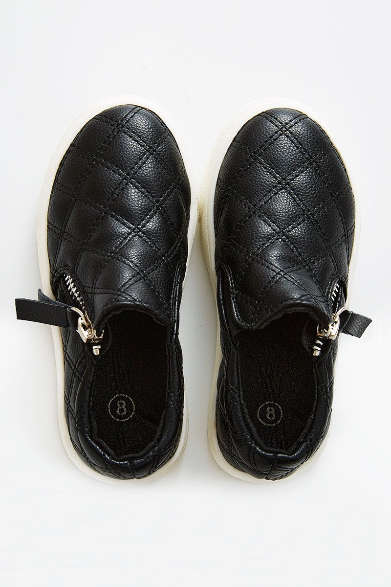 Black Slip on Shoes w/side