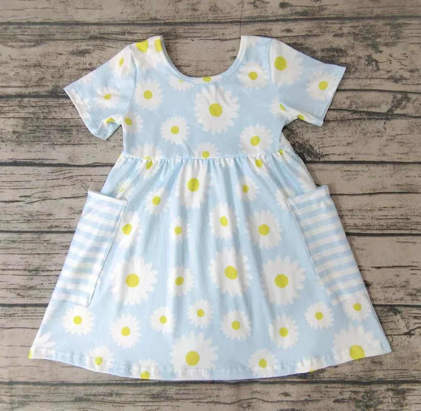 Blue Daisy Pocket Twirl Dress