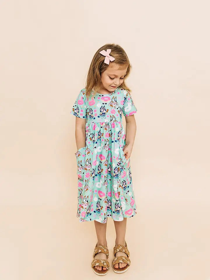 Blue Heeler Sisters Bamboo Twirl Dress