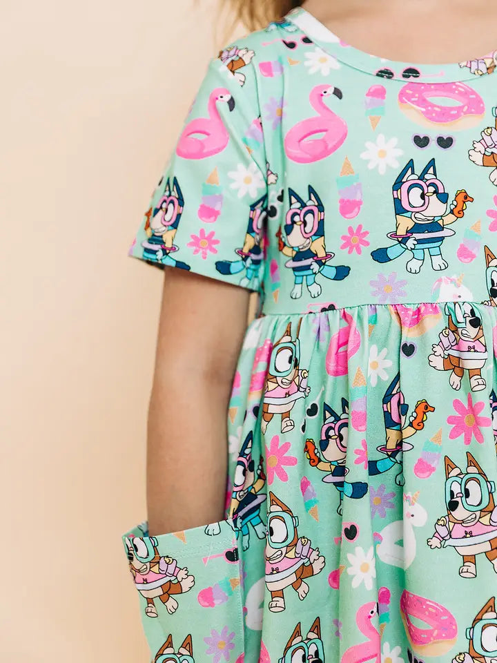 Blue Heeler Sisters Bamboo Twirl Dress