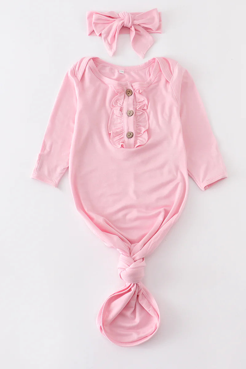 Bamboo: Swaddle Tie Knot Gowns: MULTIPLE COLORS
