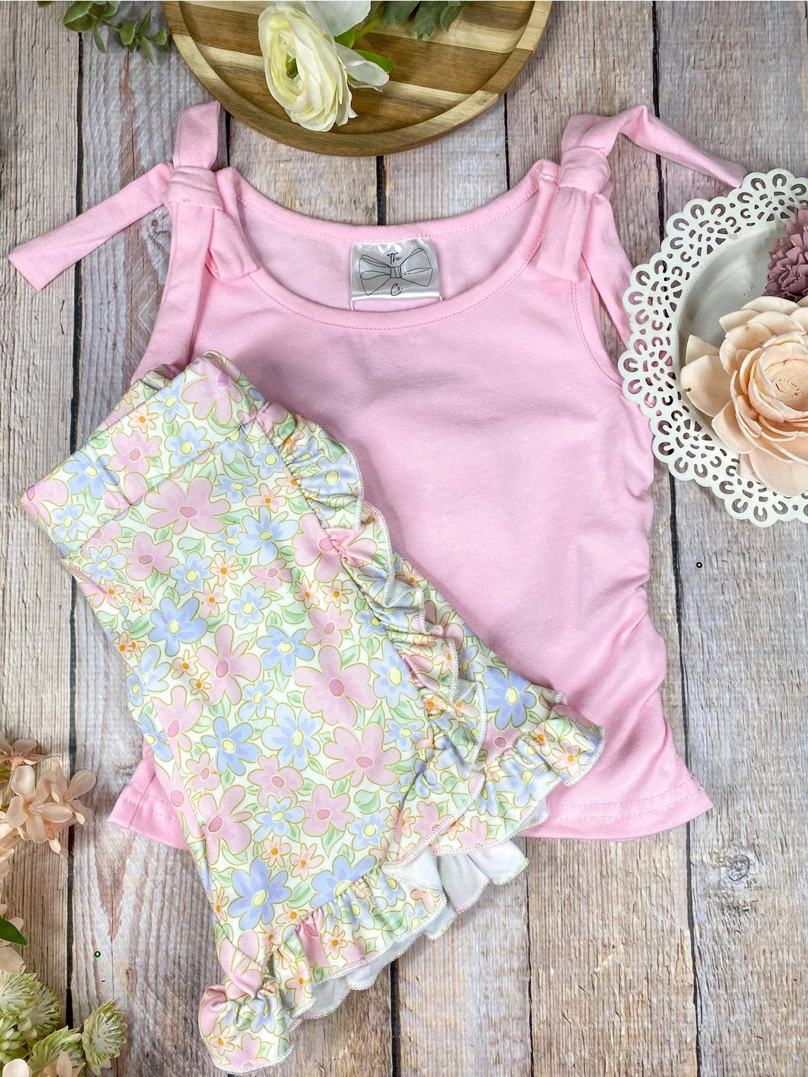 Blush Blossom Ruffle Short Set