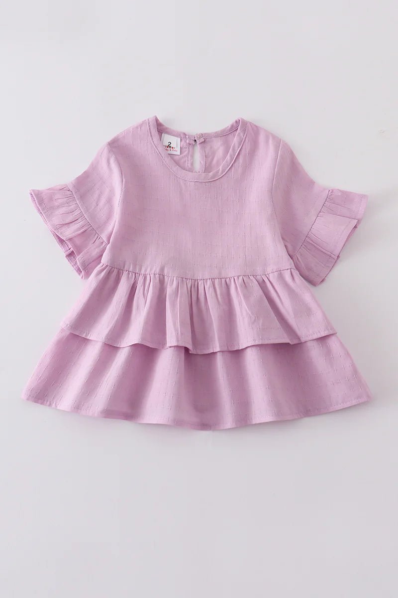 Kids Ruffle Tiered Tunic-Blush Color